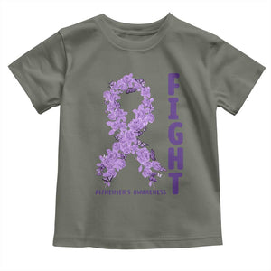 Fight Alzheimers Awareness Support Toddler T Shirt Purple Ribbon Floral Butterfly