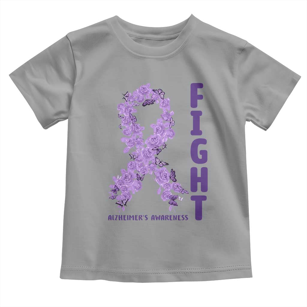 Fight Alzheimers Awareness Support Toddler T Shirt Purple Ribbon Floral Butterfly