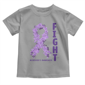 Fight Alzheimers Awareness Support Toddler T Shirt Purple Ribbon Floral Butterfly