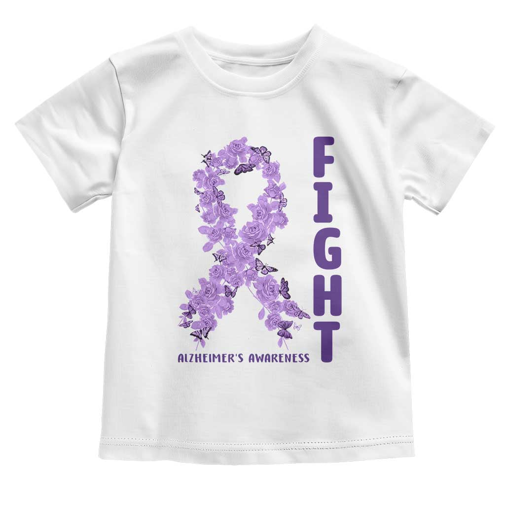 Fight Alzheimers Awareness Support Toddler T Shirt Purple Ribbon Floral Butterfly TS12 White Print Your Wear