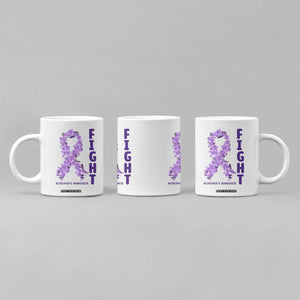 Fight Alzheimers Awareness Support Coffee Mug Purple Ribbon Floral Butterfly
