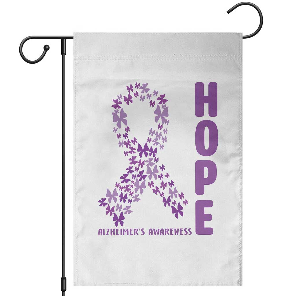 Hope Alzheimer's Awareness Purple Butterfly Ribbon Support Garden Flag TS12 White Print Your Wear
