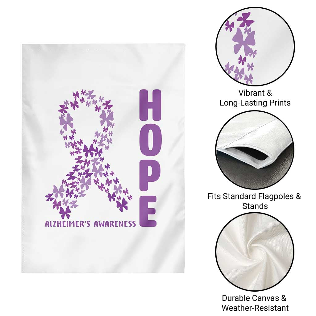 Hope Alzheimer's Awareness Purple Butterfly Ribbon Support Garden Flag