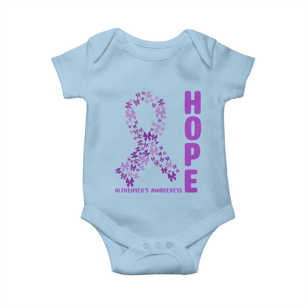 Hope Alzheimer's Awareness Purple Butterfly Ribbon Support Baby Onesie