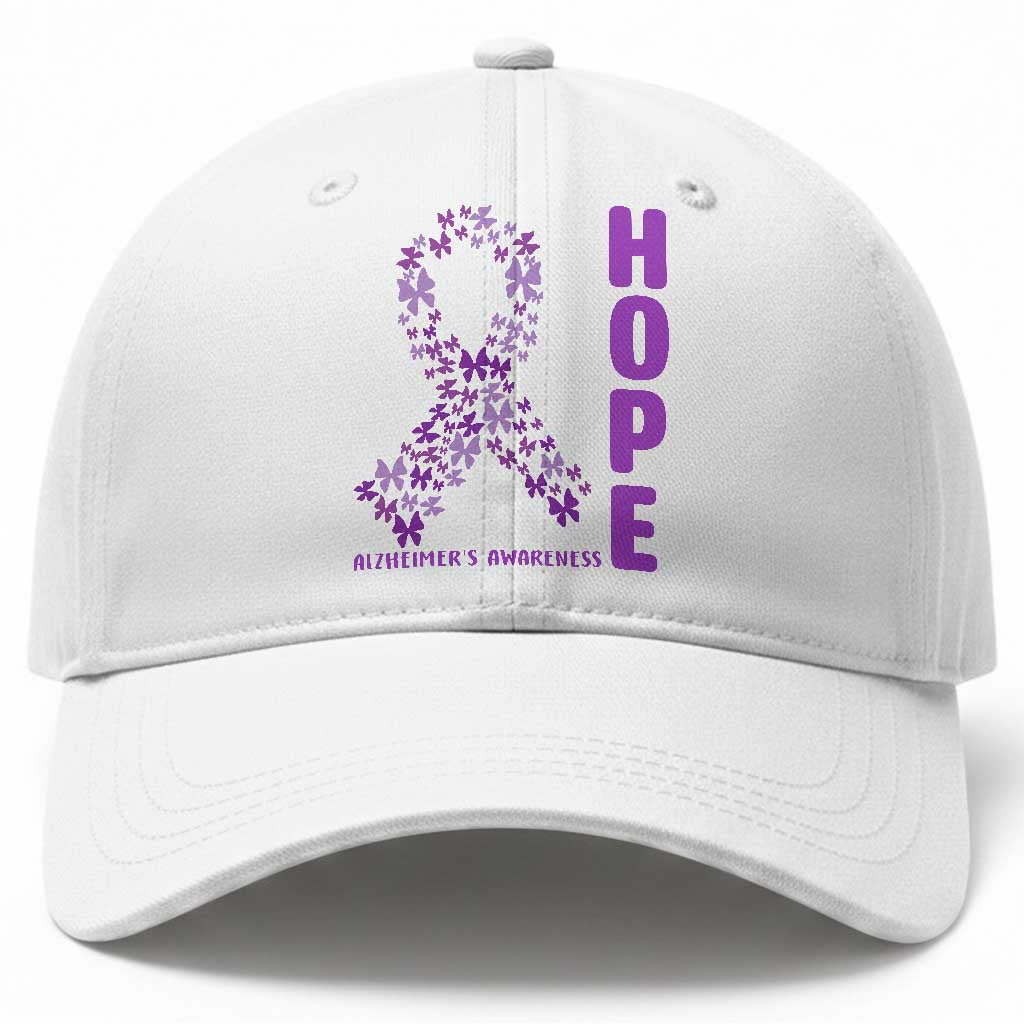 Hope Alzheimer's Awareness Purple Butterfly Ribbon Support Baseball Cap TS12 Print Your Wear