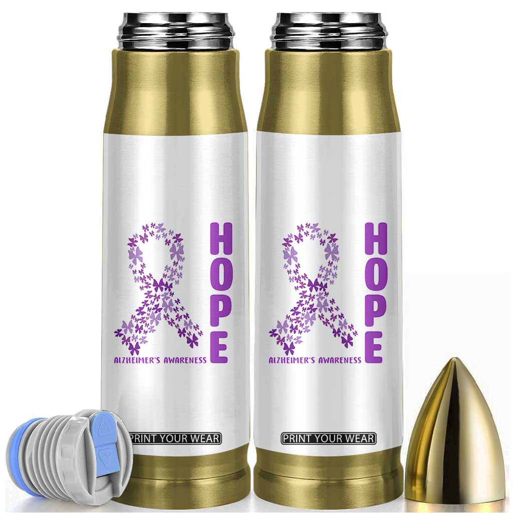 Hope Alzheimer's Awareness Purple Butterfly Ribbon Support Bullet Tumbler TS12 White Print Your Wear