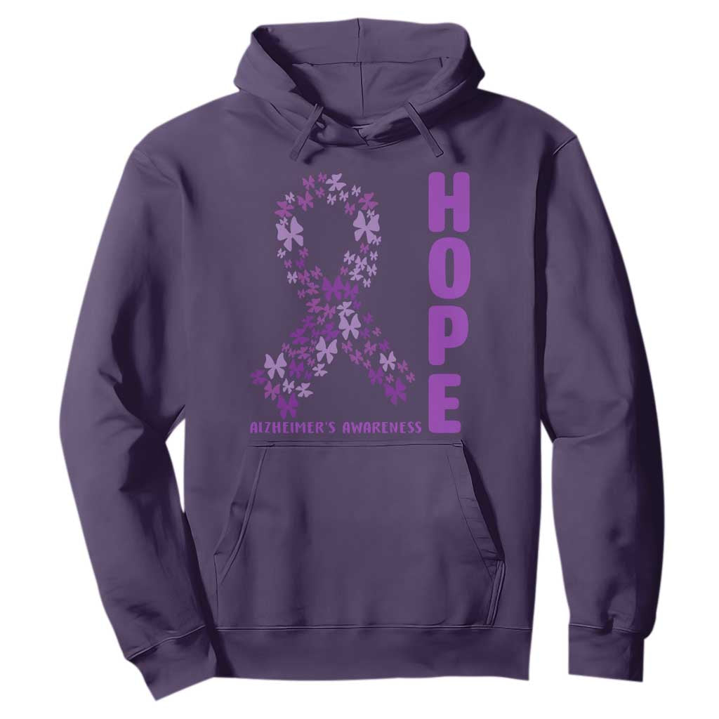 Hope Alzheimer's Awareness Purple Butterfly Ribbon Support Hoodie TS12 Purple Print Your Wear