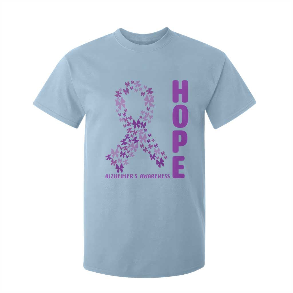Hope Alzheimer's Awareness Purple Butterfly Ribbon Support T Shirt For Kid