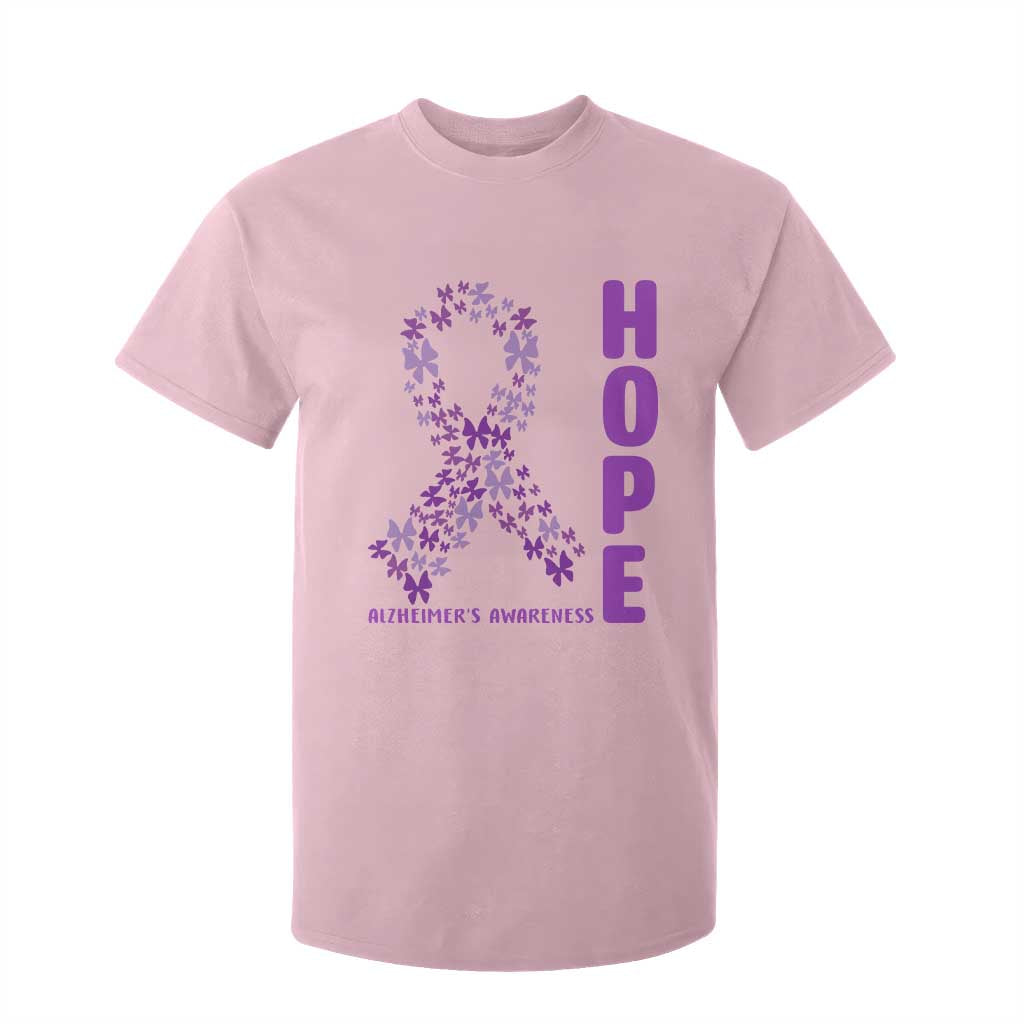 Hope Alzheimer's Awareness Purple Butterfly Ribbon Support T Shirt For Kid