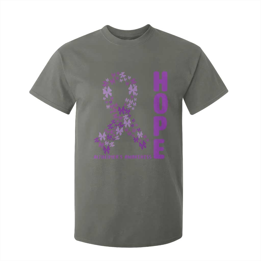 Hope Alzheimer's Awareness Purple Butterfly Ribbon Support T Shirt For Kid