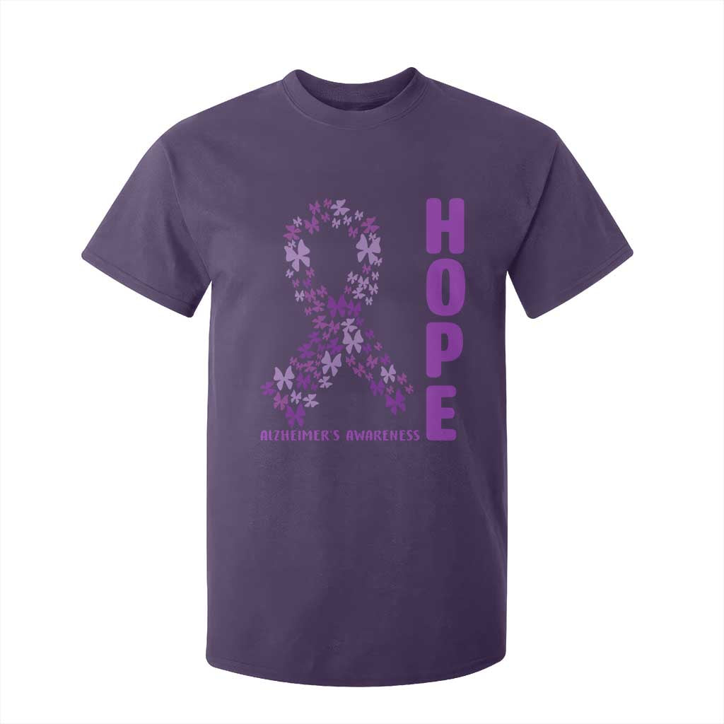 Hope Alzheimer's Awareness Purple Butterfly Ribbon Support T Shirt For Kid TS12 Purple Print Your Wear