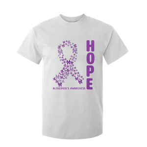 Hope Alzheimer's Awareness Purple Butterfly Ribbon Support T Shirt For Kid