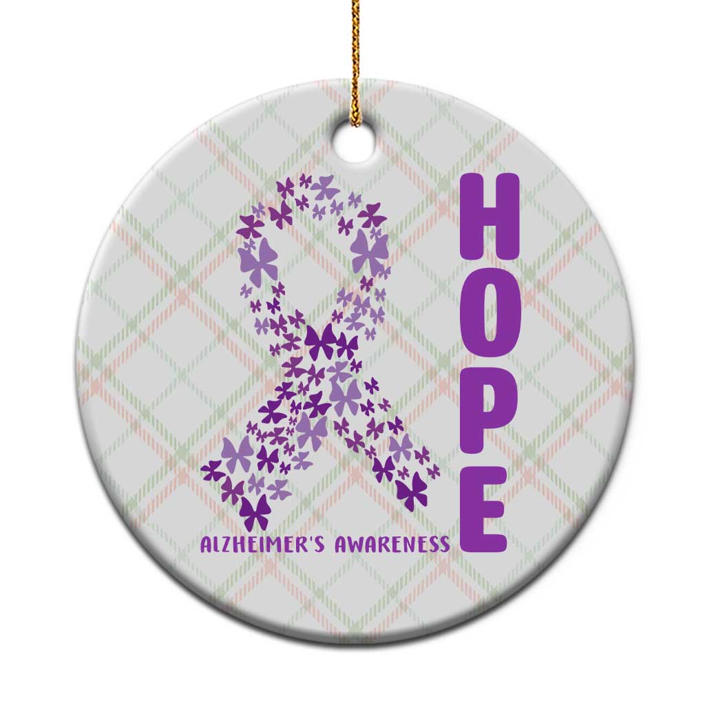 Hope Alzheimer's Awareness Purple Butterfly Ribbon Support Ceramic Ornament