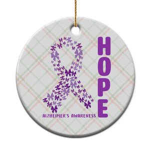 Hope Alzheimer's Awareness Purple Butterfly Ribbon Support Ceramic Ornament