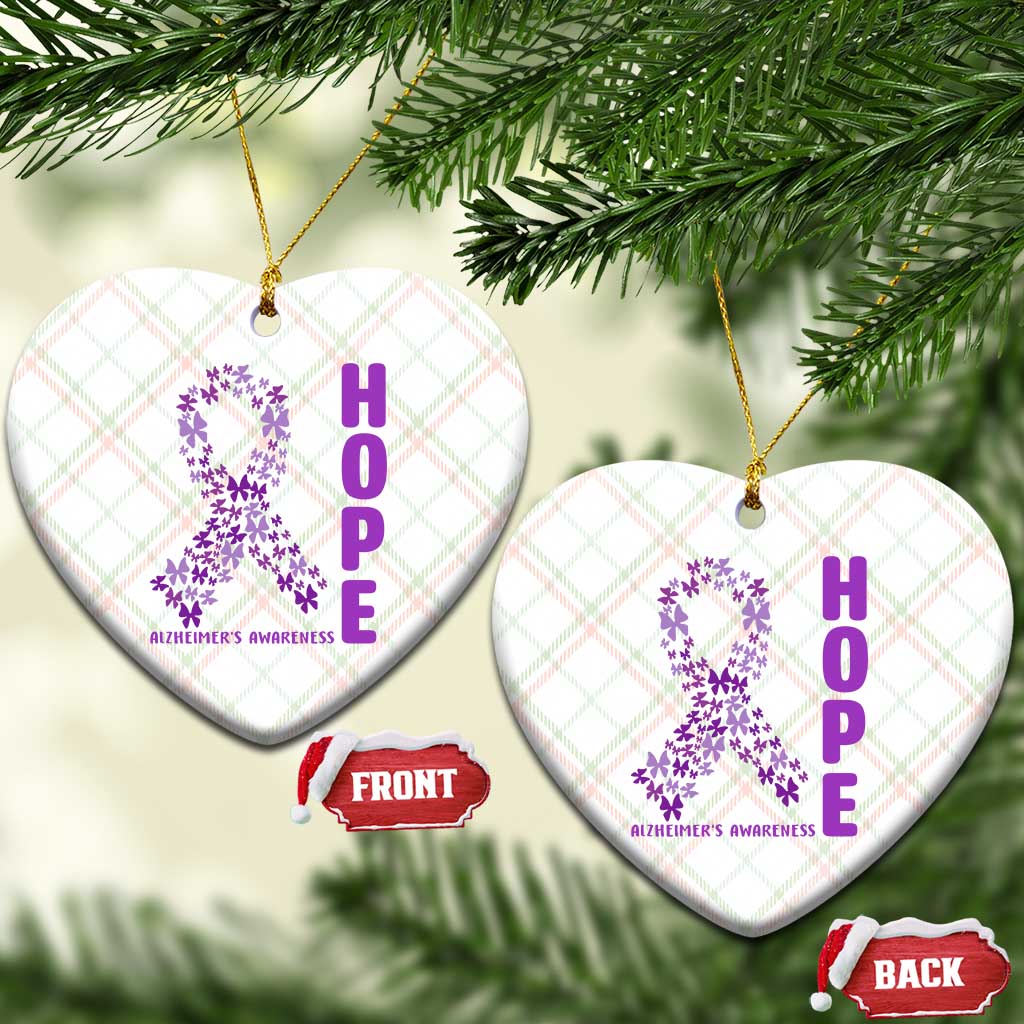 Hope Alzheimer's Awareness Purple Butterfly Ribbon Support Ceramic Ornament