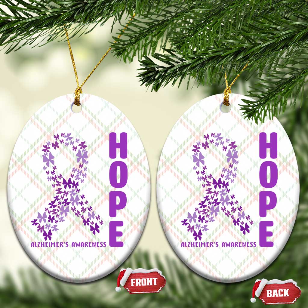 Hope Alzheimer's Awareness Purple Butterfly Ribbon Support Ceramic Ornament