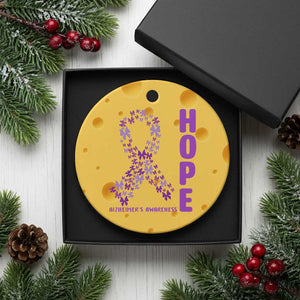 Hope Alzheimer's Awareness Purple Butterfly Ribbon Support Ceramic Ornament