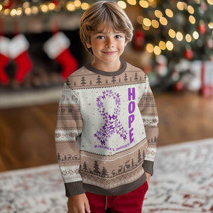 Hope Alzheimer's Awareness Purple Butterfly Ribbon Support Ugly Christmas Sweater