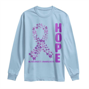 Hope Alzheimer's Awareness Purple Butterfly Ribbon Support Long Sleeve Shirt