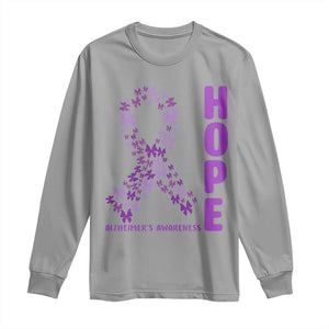 Hope Alzheimer's Awareness Purple Butterfly Ribbon Support Long Sleeve Shirt