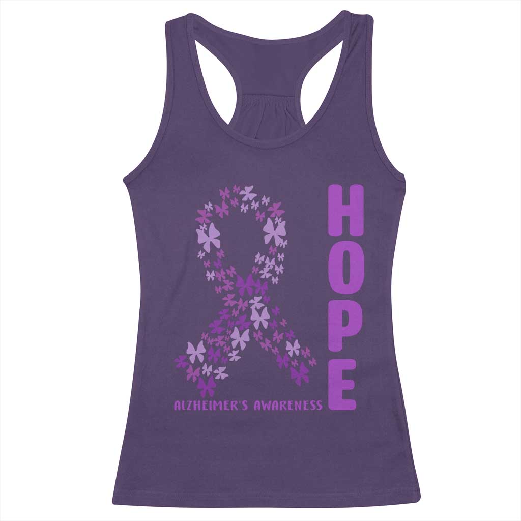 Hope Alzheimer's Awareness Purple Butterfly Ribbon Support Racerback Tank Top TS12 Purple Print Your Wear