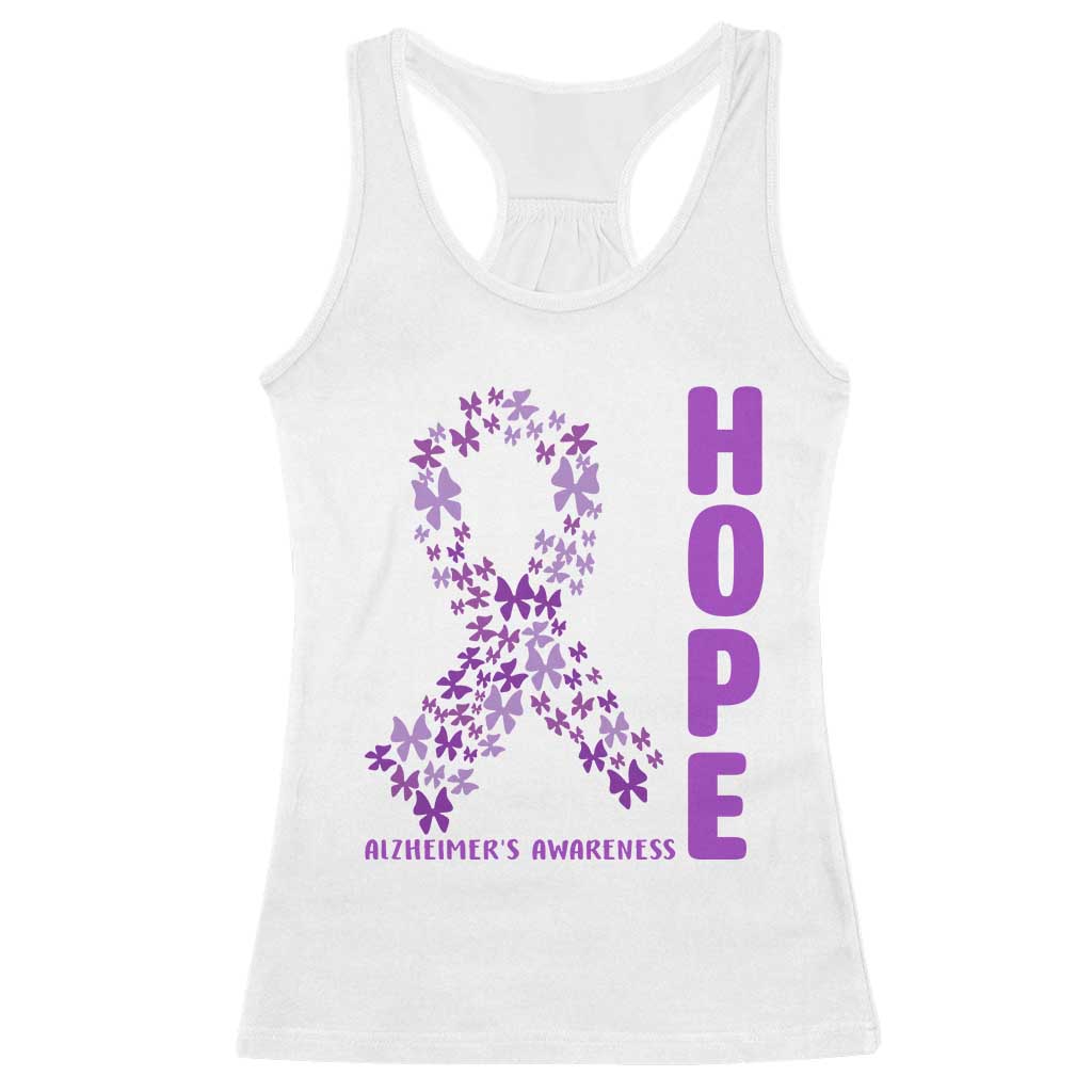 Hope Alzheimer's Awareness Purple Butterfly Ribbon Support Racerback Tank Top