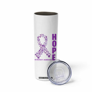 Hope Alzheimer's Awareness Purple Butterfly Ribbon Support Skinny Tumbler