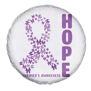 Hope Alzheimer's Awareness Purple Butterfly Ribbon Support Spare Tire Cover