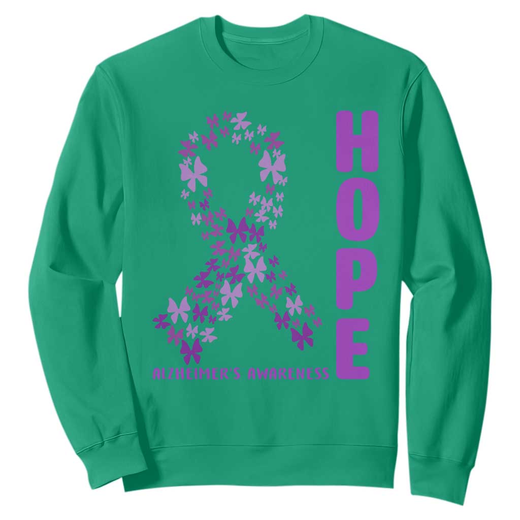Hope Alzheimer's Awareness Purple Butterfly Ribbon Support Sweatshirt