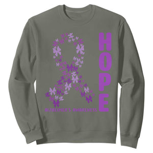 Hope Alzheimer's Awareness Purple Butterfly Ribbon Support Sweatshirt