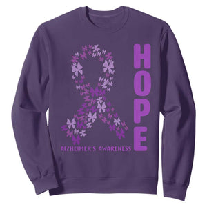 Hope Alzheimer's Awareness Purple Butterfly Ribbon Support Sweatshirt