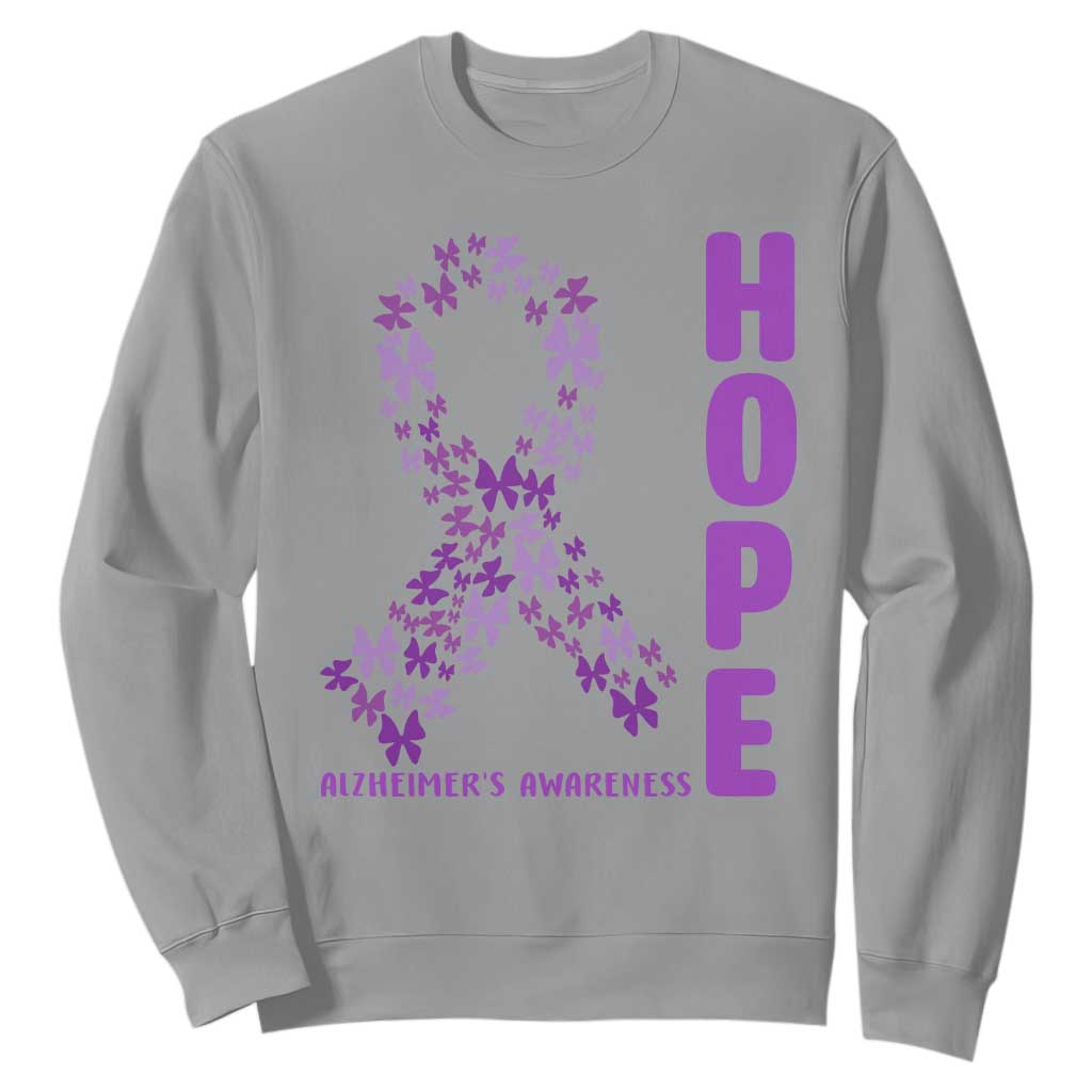 Hope Alzheimer's Awareness Purple Butterfly Ribbon Support Sweatshirt