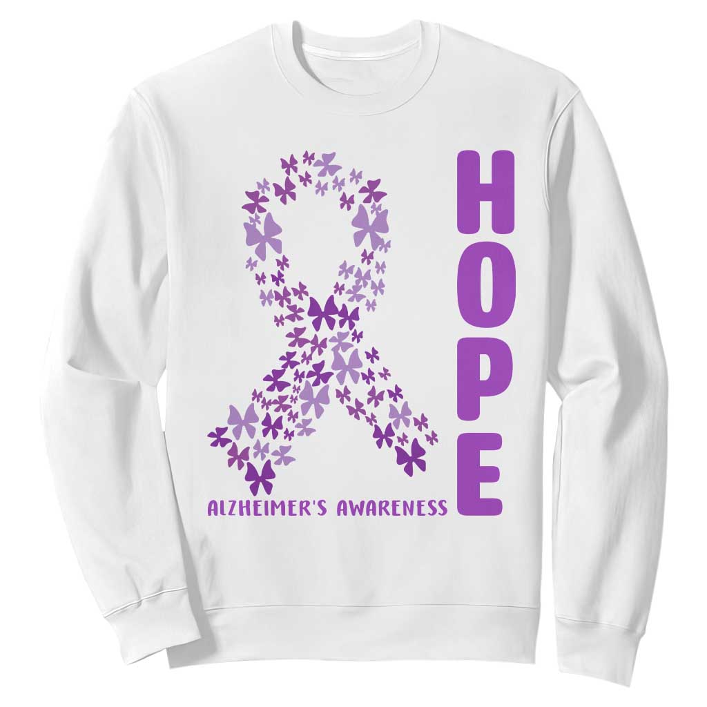Hope Alzheimer's Awareness Purple Butterfly Ribbon Support Sweatshirt