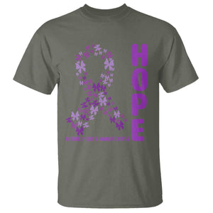 Hope Alzheimer's Awareness Purple Butterfly Ribbon Support T Shirt