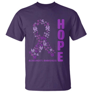 Hope Alzheimer's Awareness Purple Butterfly Ribbon Support T Shirt