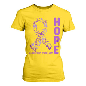 Hope Alzheimer's Awareness Purple Butterfly Ribbon Support T Shirt For Women