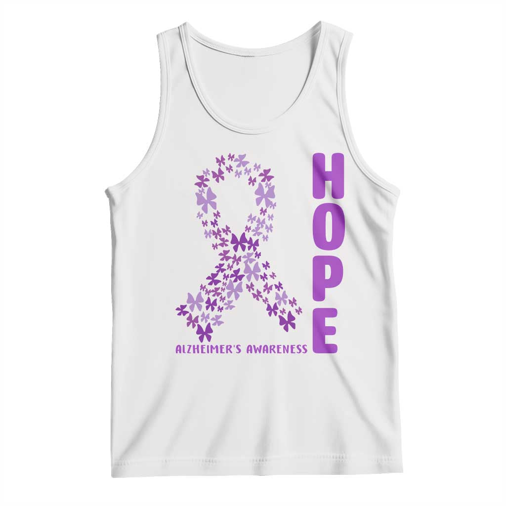 Hope Alzheimer's Awareness Purple Butterfly Ribbon Support Tank Top TS12 White Print Your Wear