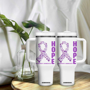 Hope Alzheimer's Awareness Purple Butterfly Ribbon Support Tumbler With Handle