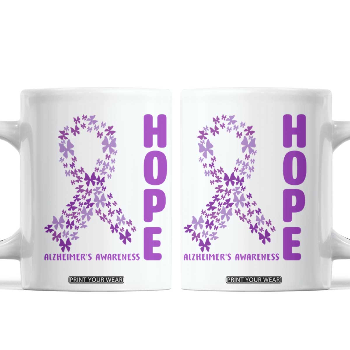 Hope Alzheimer's Awareness Purple Butterfly Ribbon Support Coffee Mug TS12 White Print Your Wear