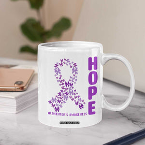 Hope Alzheimer's Awareness Purple Butterfly Ribbon Support Coffee Mug