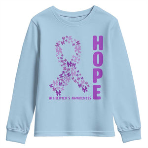Hope Alzheimer's Awareness Purple Butterfly Ribbon Support Youth Sweatshirt