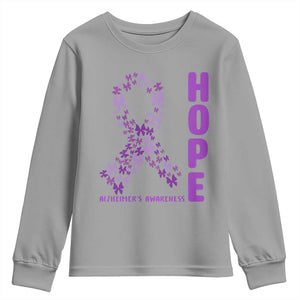 Hope Alzheimer's Awareness Purple Butterfly Ribbon Support Youth Sweatshirt
