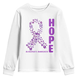 Hope Alzheimer's Awareness Purple Butterfly Ribbon Support Youth Sweatshirt