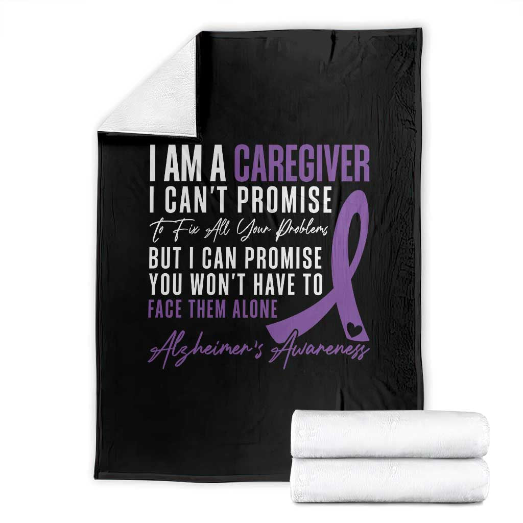 Alzheimer's Caregiver Support Throw Blanket Purple Ribbon Hope Graphic TS12 Black Print Your Wear