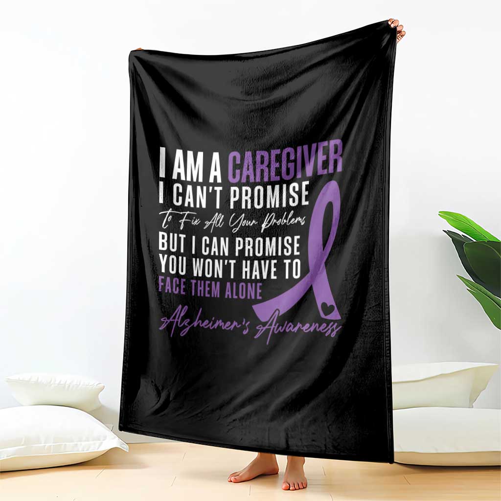 Alzheimer's Caregiver Support Throw Blanket Purple Ribbon Hope Graphic