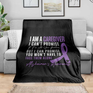 Alzheimer's Caregiver Support Throw Blanket Purple Ribbon Hope Graphic