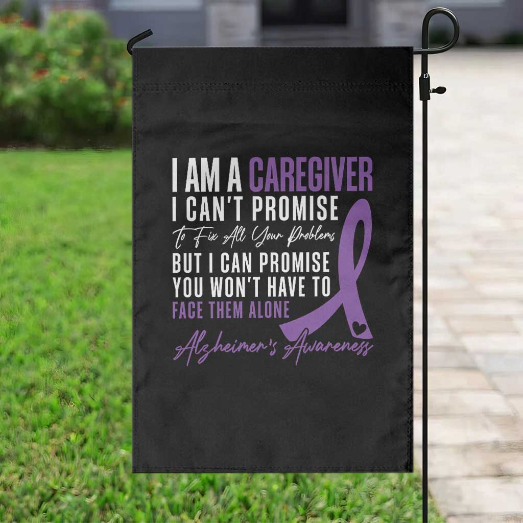 Alzheimer's Caregiver Support Garden Flag Purple Ribbon Hope Graphic