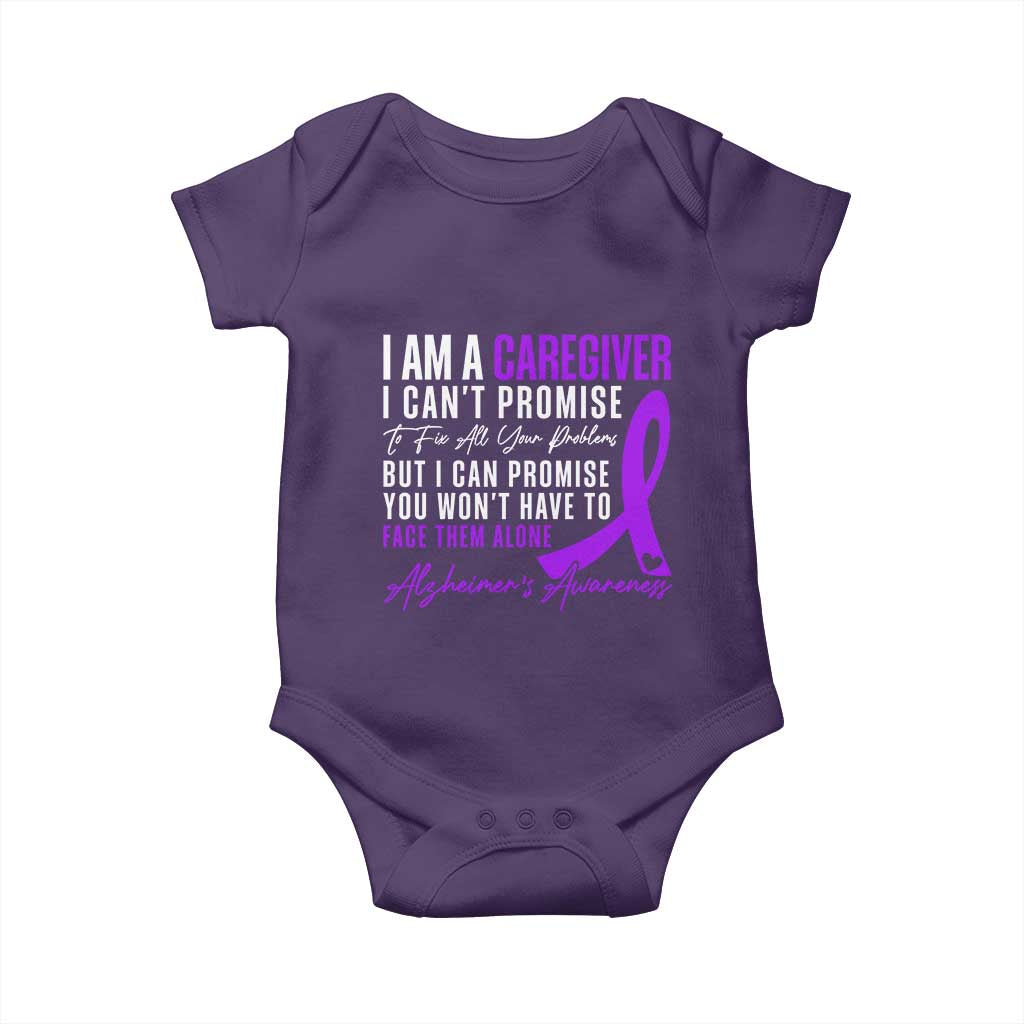 Alzheimer's Caregiver Support Baby Onesie Purple Ribbon Hope Graphic TS12 Purple Print Your Wear