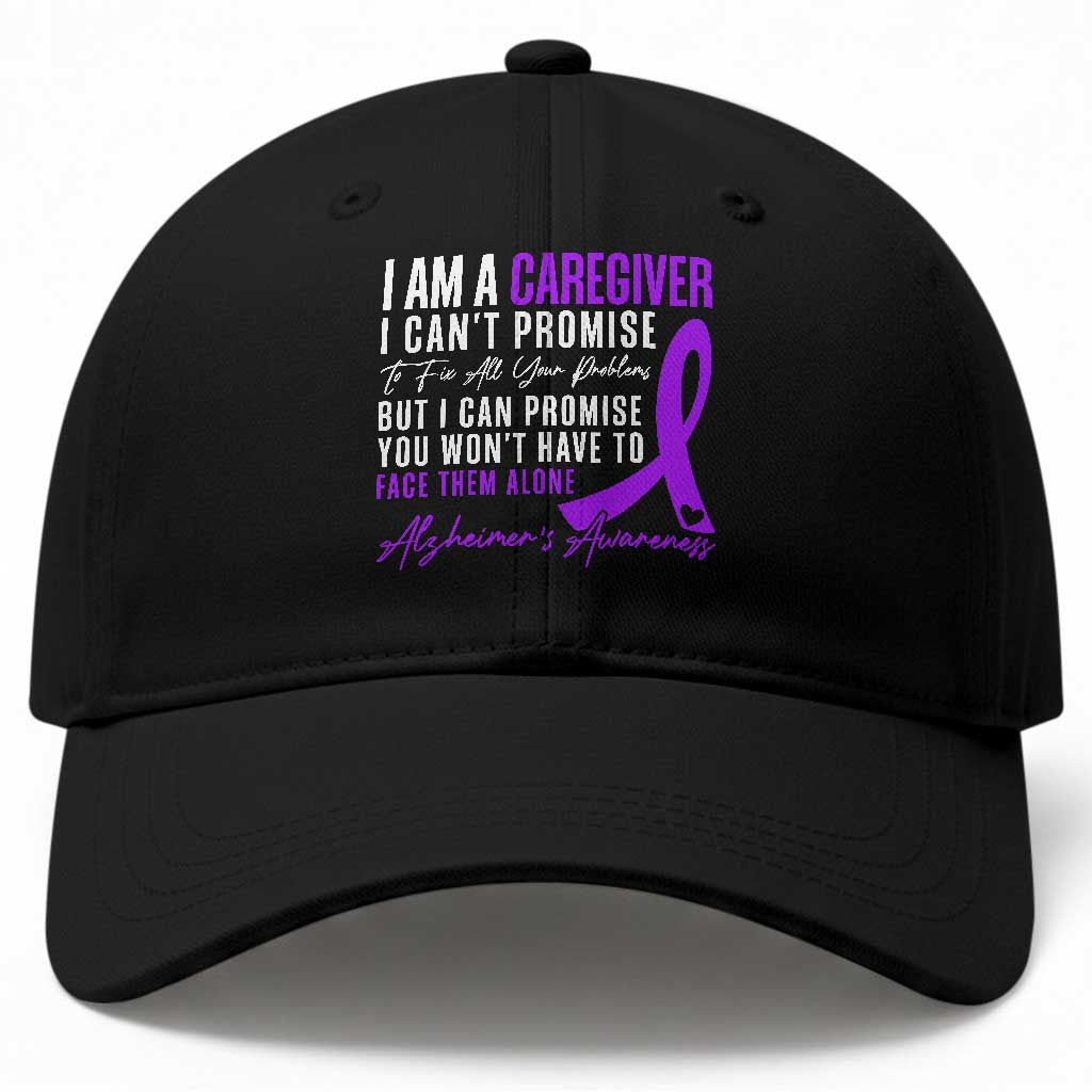 Alzheimer's Caregiver Support Baseball Cap Purple Ribbon Hope Graphic TS12 Print Your Wear