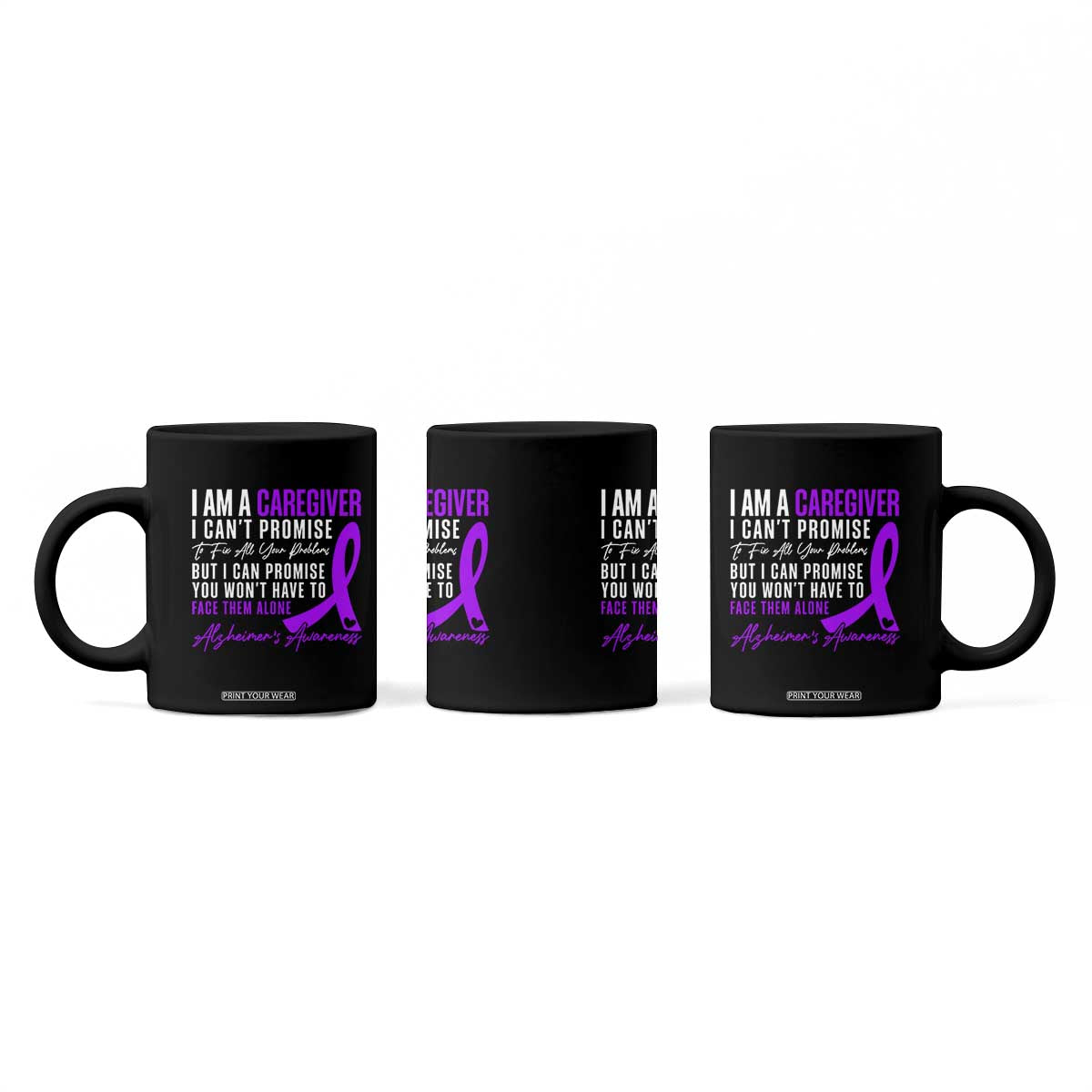 Alzheimer's Caregiver Support Coffee Mug Purple Ribbon Hope Graphic
